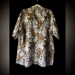 Leopard Print Floral Button-Up Shirt